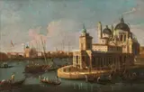 Gabriele Bella, Punta della Dogana with „Santa Maria della Salute“ and „Il Redentore, oil on canvas