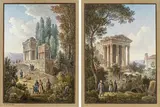 Louis-François Cassas, Arcadian landscapes with figures (a pair), watercolour and ink on paper