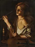 attributet to Trophime Bigot, Young man with a candle, oil on canvas