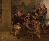 follower of Jan Steen, Peasants making music, oil on canvas