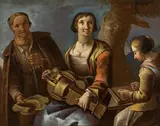 Giacomo Francesco Cipper, called il Todeschini , workshop of, Three street musicians, oil on canvas
