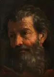 Head study of a bearded man by circle of Pier Francesco Mola, oil on paper on canvas, unframed, offered Apr 2016