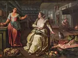 Dirck de Vries, Kitchen interior, oil on canvas