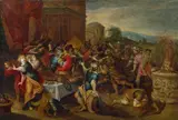 Frans Francken the Younger, Phineus disturbs the wedding of Perseus and Andromeda, 1641, oil on panel