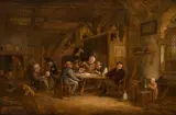Peasants in an interior by circle of Isaac van Ostade, oil on panel, sold Apr 2016
