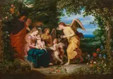 Rest on the Flight into Egypt with angels by Jan Brueghel the Younger, oil on panel, offered Apr 2016