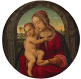 Madonna with child by follower of Pietro Perugino, oil on panel, offered Apr 2016