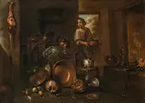 Gian Domenico Valentini, Kitchen interior, oil on canvas