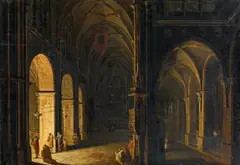 Ludvík Kohl, Church interior, oil on panel