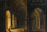 Ludvík Kohl, Church interior, oil on panel