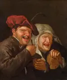 Playing the "Rommelpot by circle of Petrus Staverenus, oil on canvas, offered Apr 2016