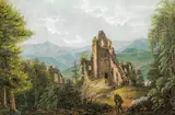 Ruins in a landscape by circle of Michael Wutky, gouache on paper, sold Apr 2016