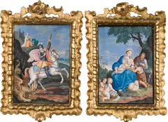 Wolfgang Högler, Saint George" and "Holy Family with the infant Saint John the Baptist" (a pair), gouache on parchment