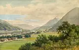Thomas Ender, Jenbach in the Inn Valley with a view of Schloss Tratzberg, watercolour on paper