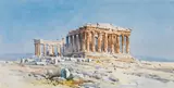 Angelos Giallinas, View of the Pantheon in Athens, watercolour on paper