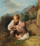 Albert Schindler, The little bird catcher, 1837, oil on canvas