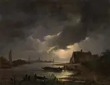 Remigius Adrianus Haanen, River landscape by moonlight