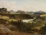 Friedrich Loos, Castle Königstein at the Elbe, c. 1825, oil on paper on cardboard