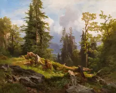 Anton Hansch, Wooded landscape, 1868, oil on panel, unframed