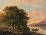 Alexander Hieronymus Bakhuyzen, Riverlandscape with fishermen, 1846, oil on canvas