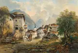 Emil Barbarini, View of Pfunds in the Upper Inn Valley (Tyrol)