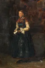 Gyula Aggházy, Woman in traditional costume, oil on panel, unframed