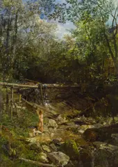 Emil Jakob Schindler, Brook near Goisern, 1885, oil on panel