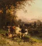 Conrad Bühlmayer, Flock coming home, oil on canvas