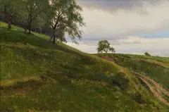 Fruit trees by Ferdinand Brunner, 1923, oil on canvas, sold Apr 2016