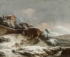 circle of Francesco Foschi, Winter landscape, oil on canvas