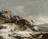 Winter landscape by circle of Francesco Foschi, oil on canvas, sold Feb 2016
