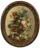 I.S.J. (Pierre) le Riche amenable, Blumenbouquet in reliefierter Vase, Öl auf Leinwand