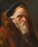 Bärtiger Mann mit Samthaube by follower of Giovanni Battista Tiepolo, Öl auf Leinwand, offered Feb 2016