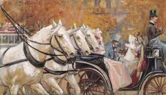 Raimund Germela, Carriages, 1898, mixed media on paper on cardboard; unframed