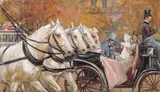Raimund Germela, Carriages, 1898, mixed media on paper on cardboard; unframed
