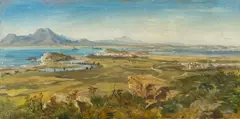 Joseph Hoffmann, Blick auf Karthago, 1887, Öl auf Karton, ungerahmt