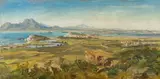 Joseph Hoffmann, Blick auf Karthago, 1887, Öl auf Karton, ungerahmt
