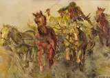 Ludwig Koch, Die wilde Troika, Öl auf Leinwand auf Karton