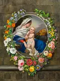 Holy family in flower garland by Apollonia Welzl von Wellenheim, 1849, oil on canvas, offered Feb 2016