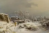 Ludvig Munthe, Winterlandschaft mit Jägern