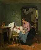 Louis Marie De Schryver, Mother with child, oil on canvas