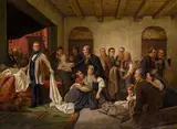 Die Selesian weavers by follower of Carl Wilhelm Huebner, oil on canvas, sold Feb 2016