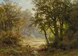 August Kessler, Forest glade with deer, 1885, oil on canvas