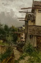 Ludwig Willroider, Mill in South Tyrol, oil on board