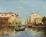 Albert Ferdinand Duprat, Canal in Venice, oil on panel