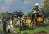Otto von Thoren, Trip into the countryside on carriages, oil on canvas