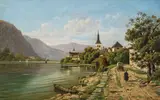 Fritz Chwala, Traunkirchen am Traunsee, Öl auf Leinwand