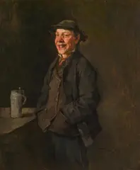 Wilhelm Truebner, Laughing farmer chap, 1876, oil on canvas, unframed