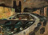 Julius Rosenbaum, Paris bei Nacht, Öl auf Sperrholzplatte