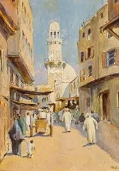 Frantisek Horejc, Straßenszene in Kairo, Öl auf Holz